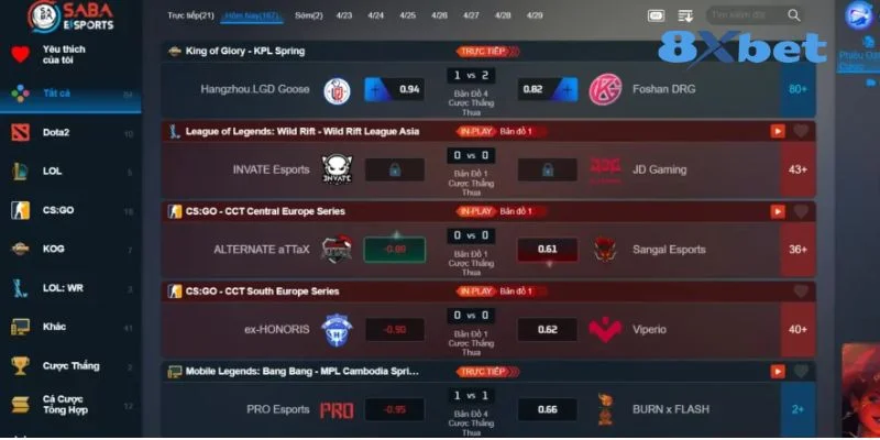 Cá cược Esport 8Xbet có sức hút rất lớn với tay chơi.