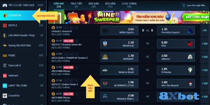 Cược Esport tại nhà cái 8Xbet mở ra cơ hội ăn đậm.